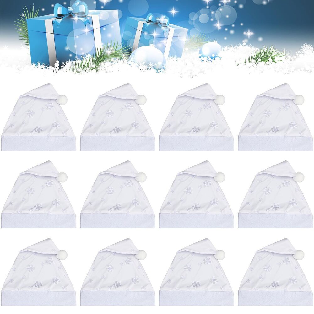 2475 12 Pcs Metallic Snowflake Santa Hats Christmas Hats Adult Bulk